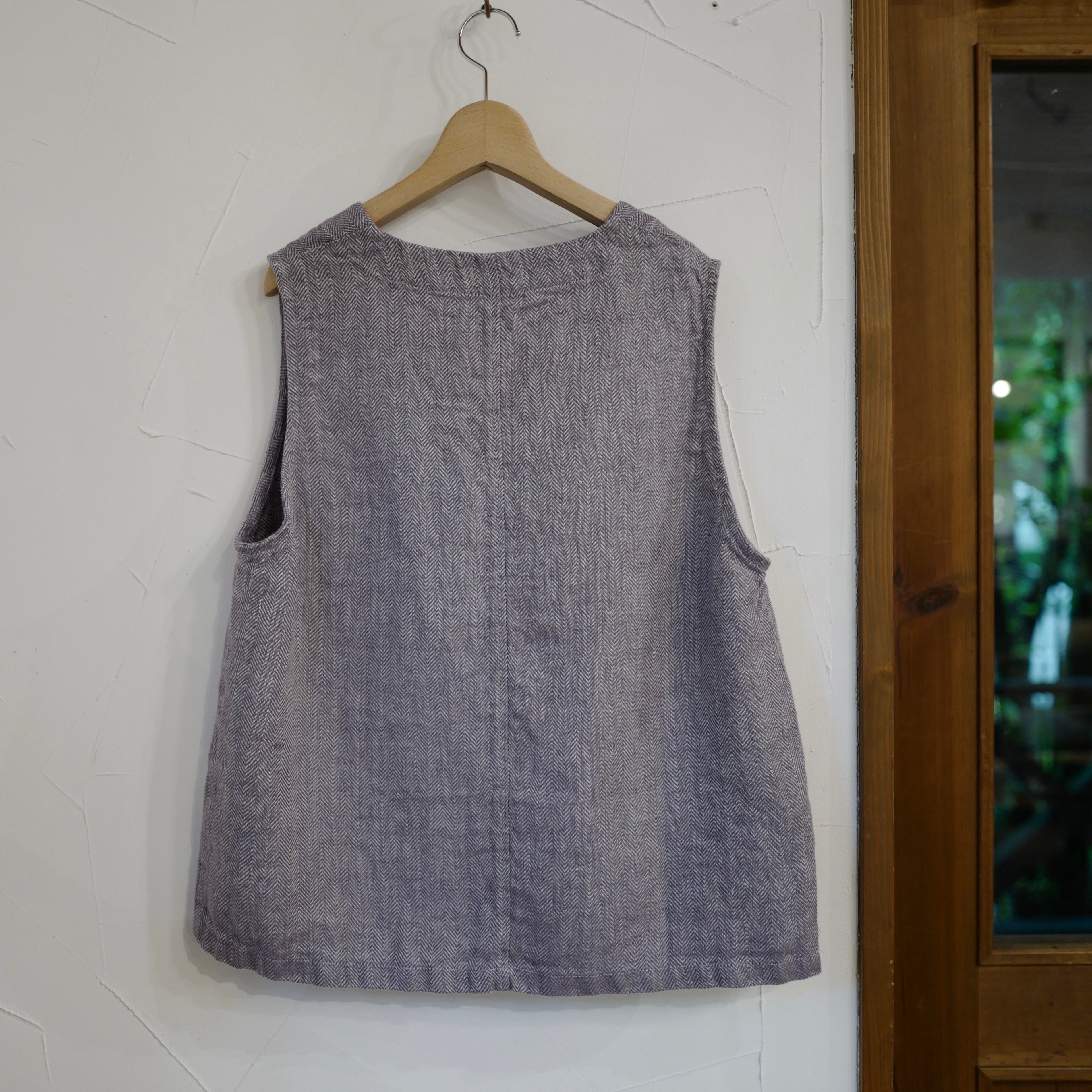 別注》fog linen work｜普通地リネンVネックベスト・ジレ（col