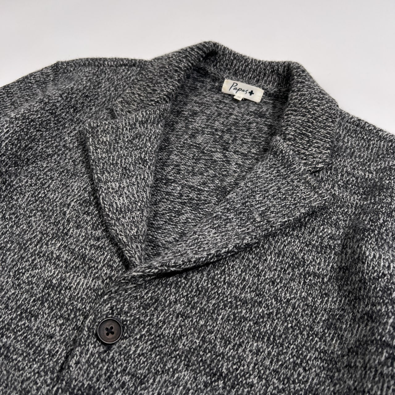 PAPAS PLUS パパス プラス メランジ ウールニット カーディガン ジャケット サイズ M /グレー/メンズ/日本製