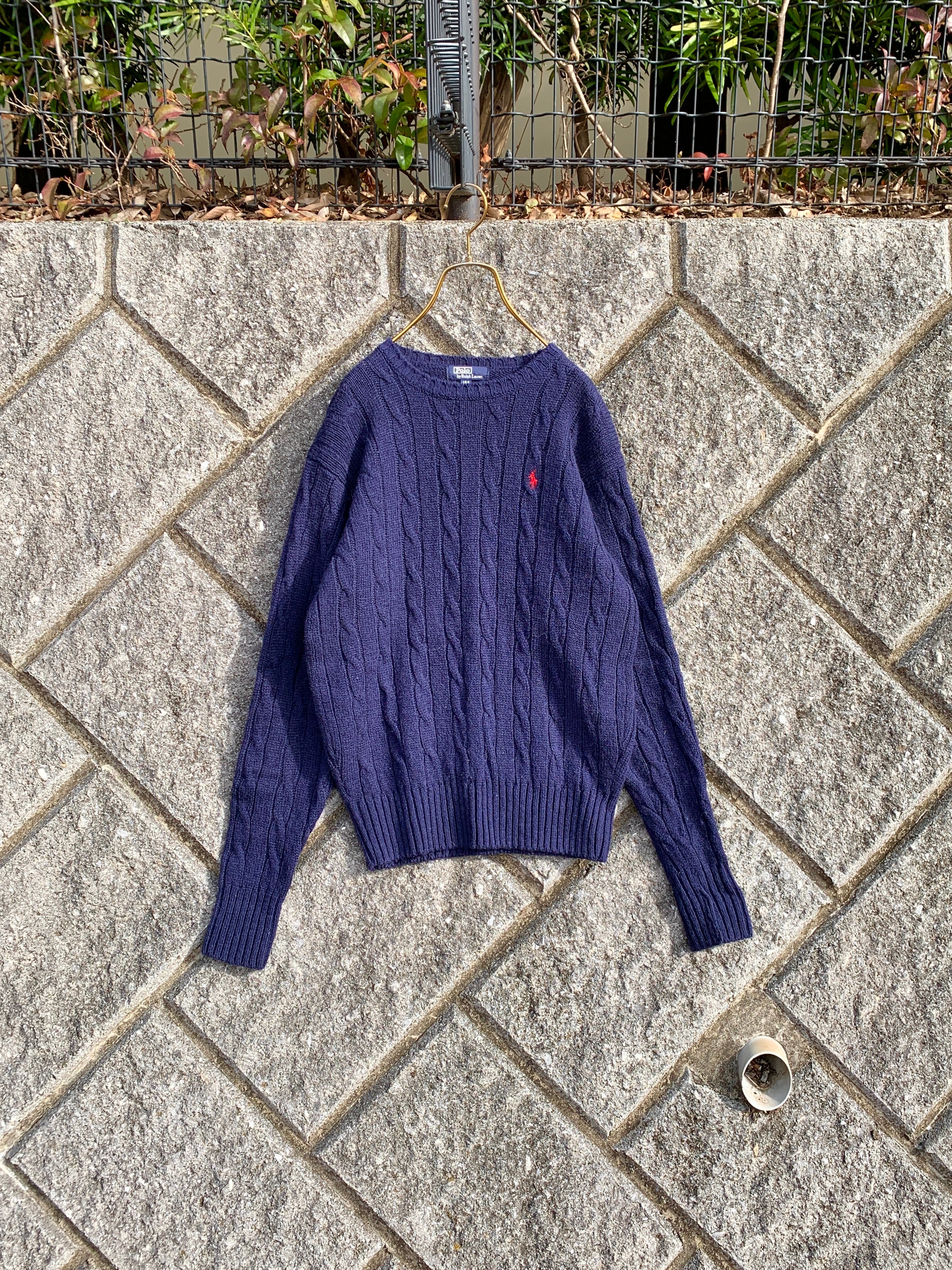 (KD359)160cm Polo Ralph Lauren cotton cable knit