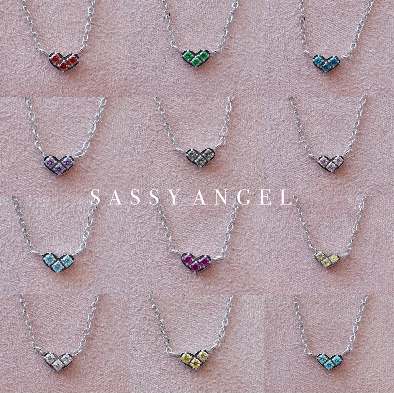 birth stone heart necklace シルバー [236] | SASSY ANGEL