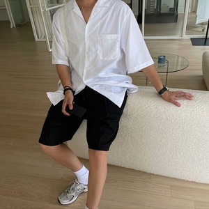 ルーズ開襟シンプル半袖シャツ　MT0080435