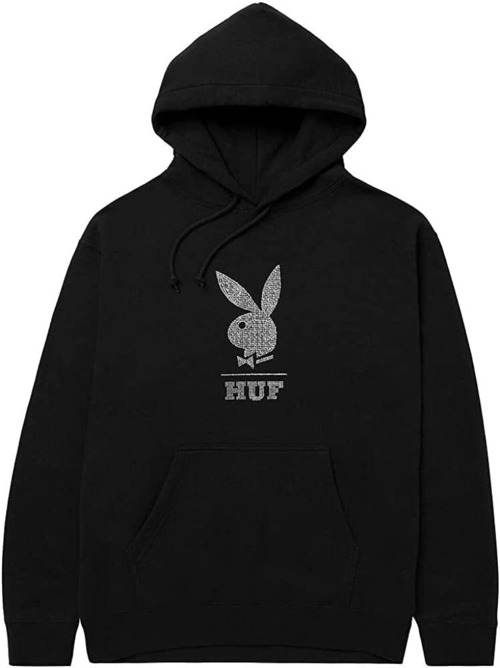 ハフ スウェットパーカー HUF PLAYBOY RHINESTONE P/O HOODIE BLACK [並行輸入]