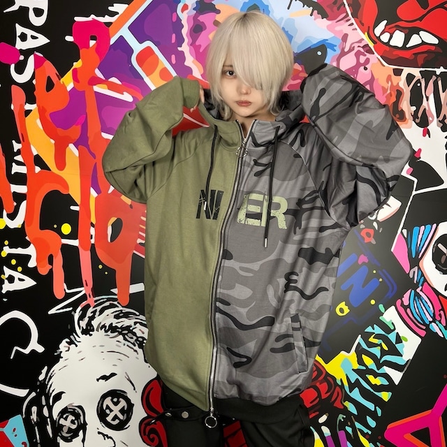 迷彩TWO-TONE DOUBLE ZIP PARKA【ROSE】