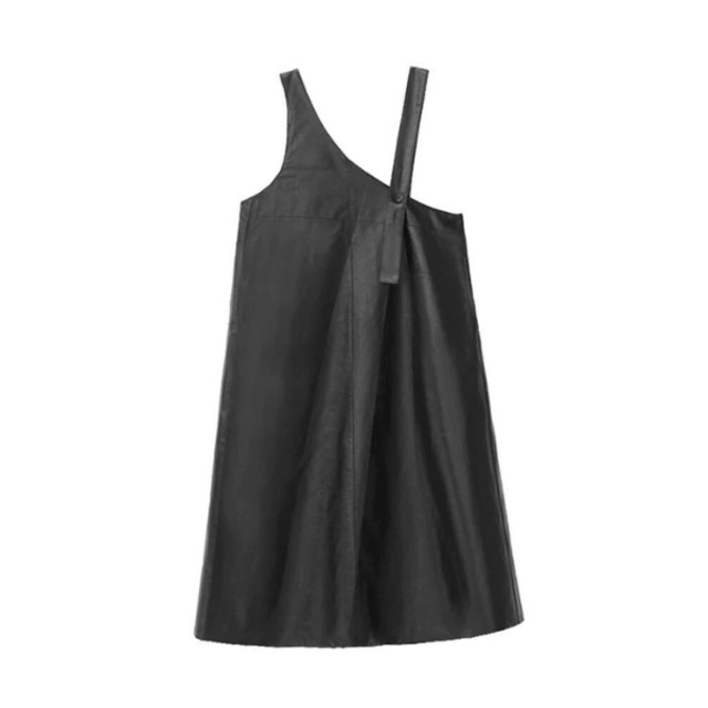 Asymmetric strap leather onepiece C1283