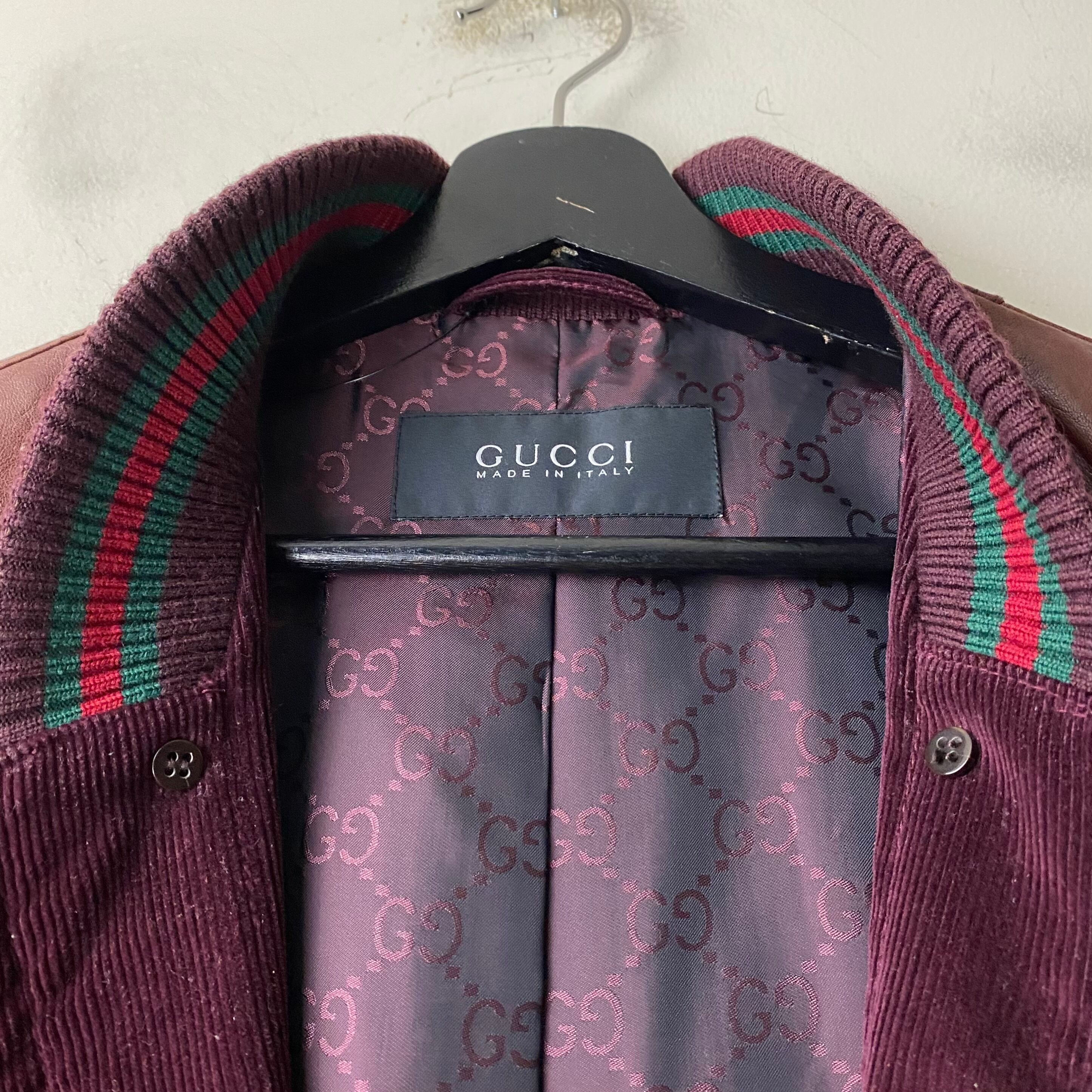 GUCCI wine red color leather jacket with sherry line rib GUCCI wine red color leather jacket with sherry line rib