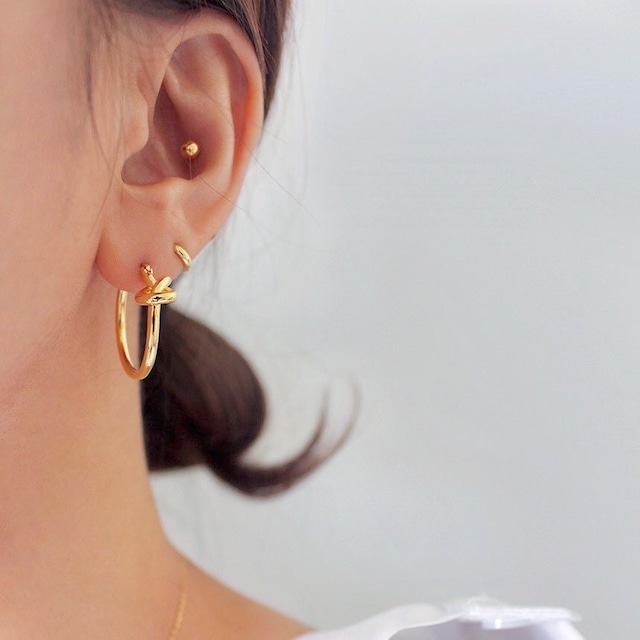 24k knot circle pierce【 2color 】No.P057