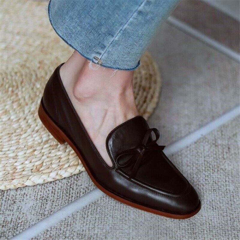 【新作】【送料無料】 レトロボウ厚手のレディースハイヒールダークコーヒーディープマウスシングルシューズ春秋レディースドレスシューズ 靴 リボン スプリング 春物 オータム 秋物 10b340844959883