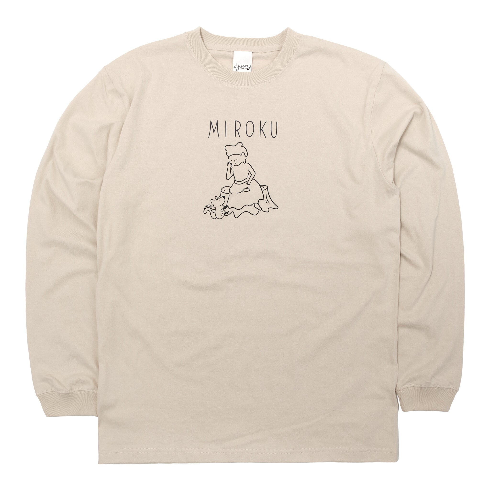 MIROKU 仏像 ロングスリーブ Tシャツ (プリント) 5.6oz サンドベージュ