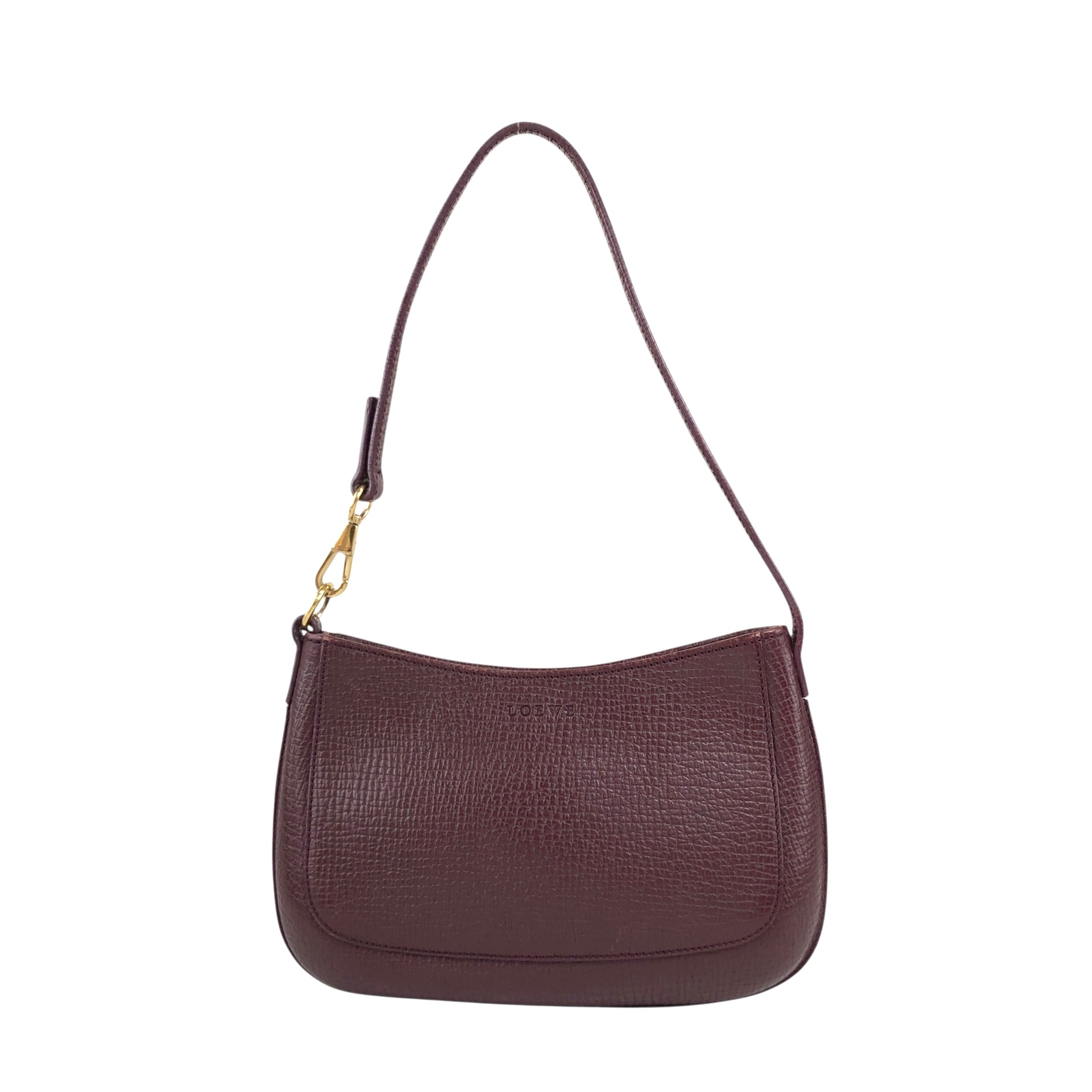 LOEWE ロエベ ハンドバッグ ボルドー ロゴ レザー 型押しレザー ミニ