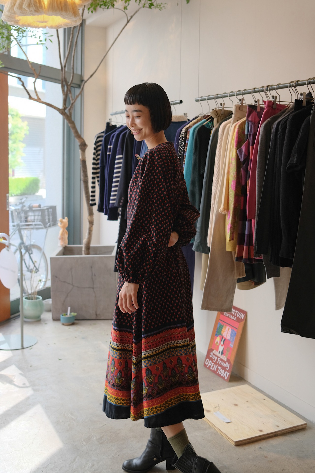 【送料無料】70's-80's european puff sleeve dress