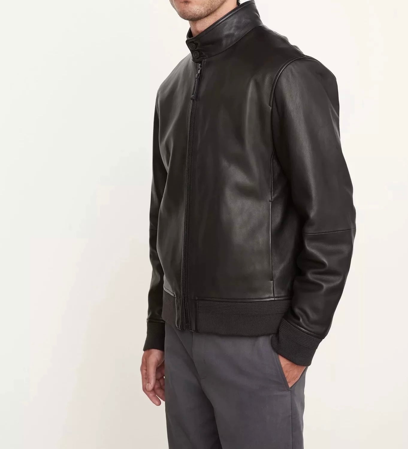 スタンドカラーレザーブルゾン | Wide Range