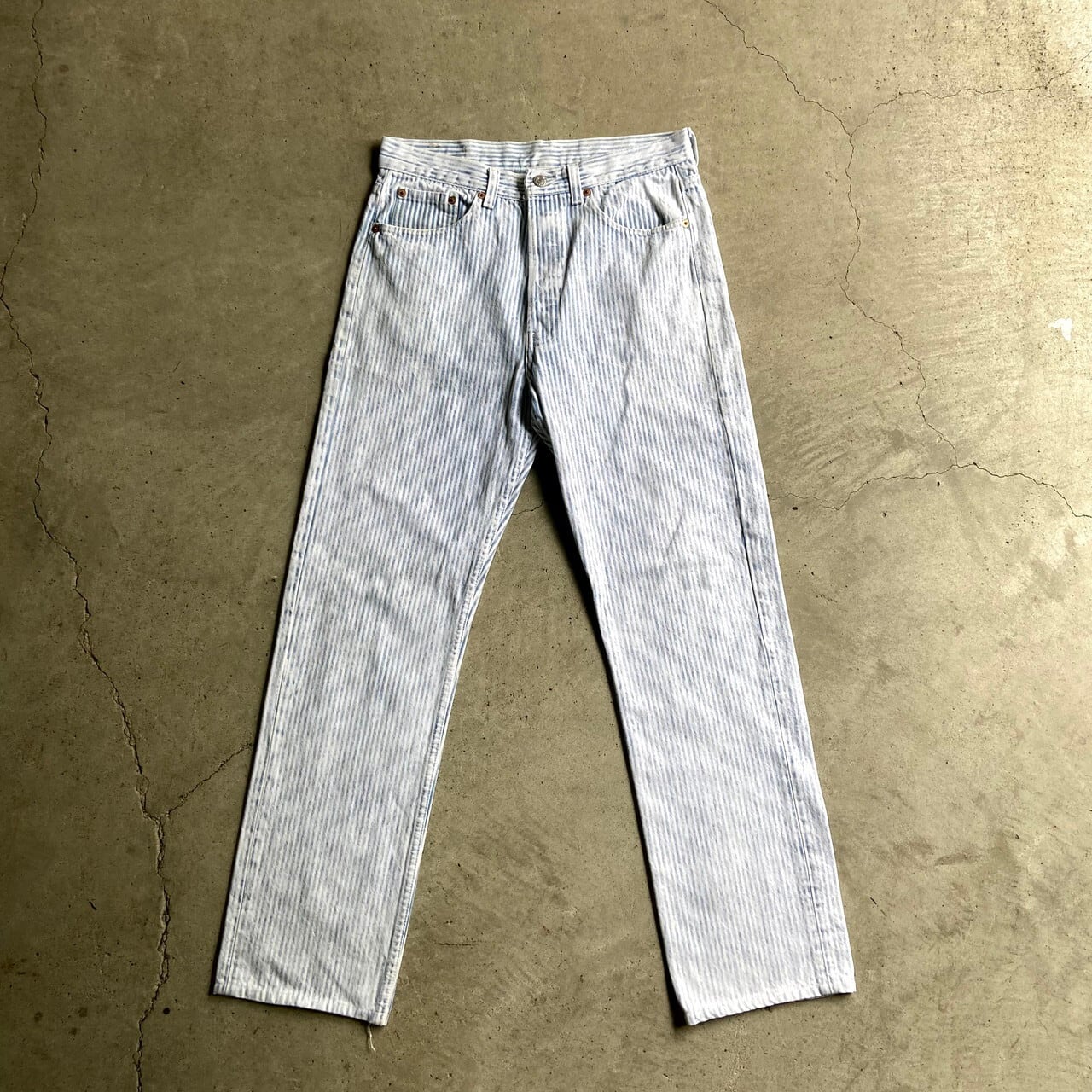 80年代 USA製 Levi's リーバイス 501 ストライプ ストレート デニムパンツ ジーンズ メンズW33 80S ヴィンテージ 古着 水色  白色 【デニムパンツ】 | cave 古着屋【公式】古着通販サイト