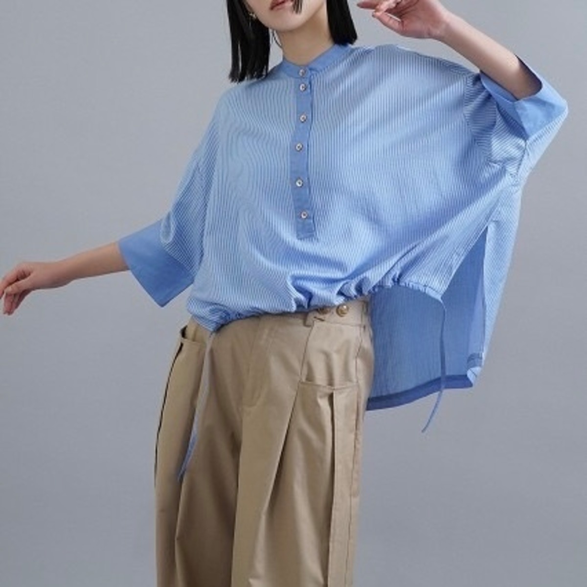 CYAN TOKYO | アーチへムストライプヘンリーシャツ | F・O・B STORE