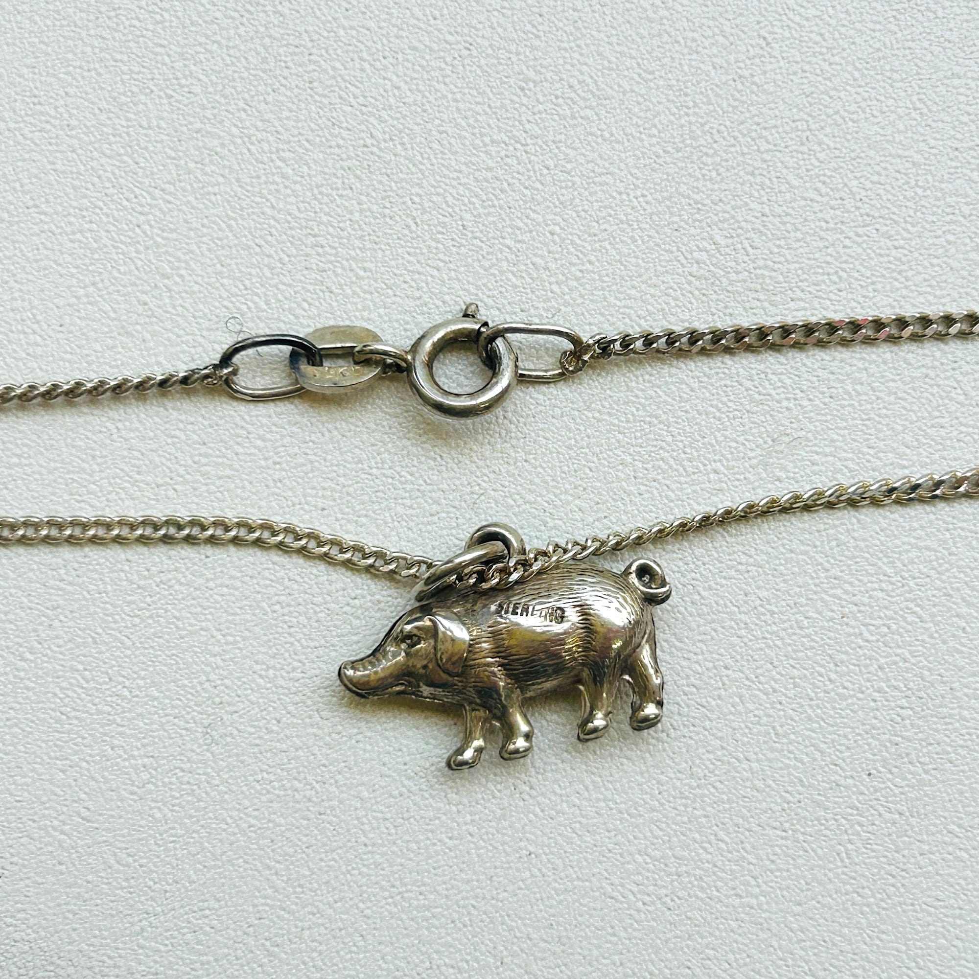 シルバー925 PIG チャームネックレス（37.5cm） | Milo Antiques & Vintage