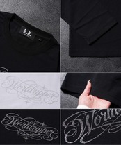 ◆ラメ加工 レタリングロゴ L/S Tee◆rp-26102