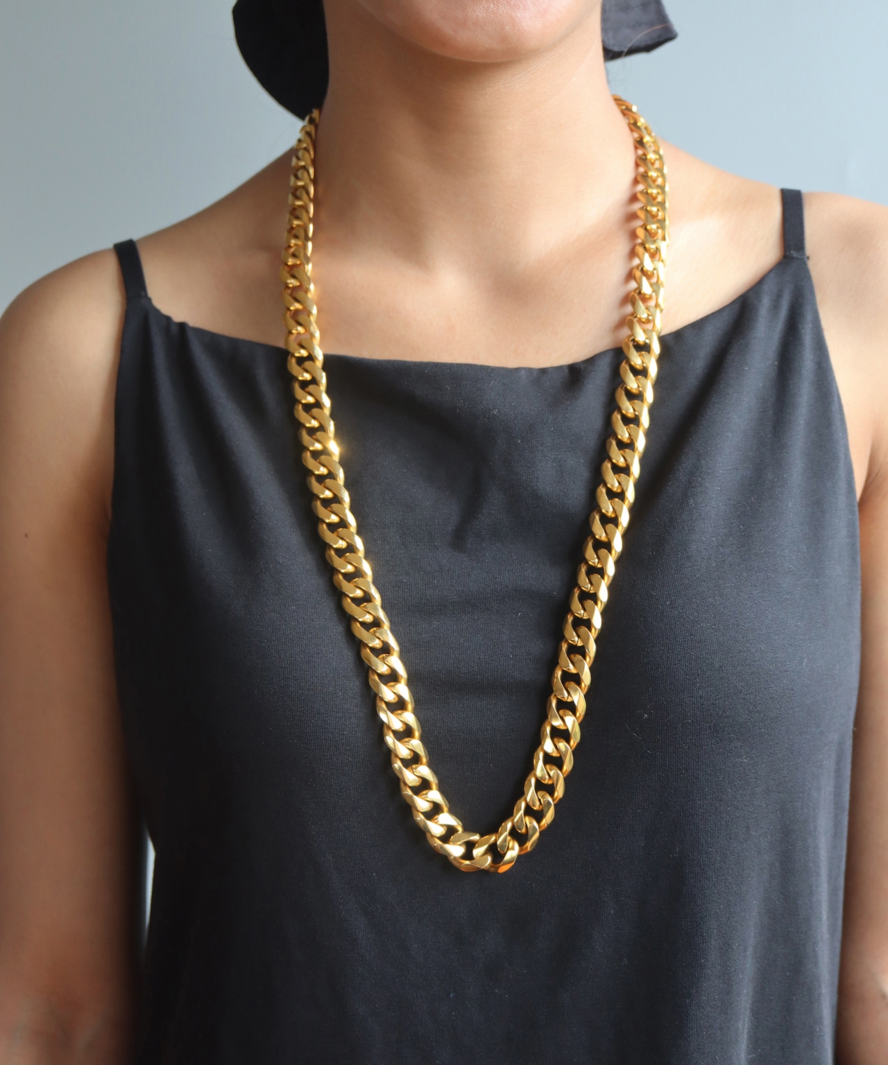 ワイドチェーンロングネックレスS/020233