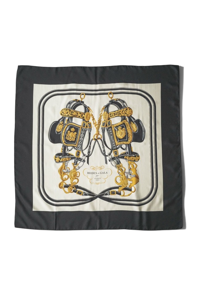 90's "HERMÈS" Carré 90 Silk Scarf Made in FRANCE — "BRIDES de GALA" (Design by Hugo Grygkar / First Issued in 1957)