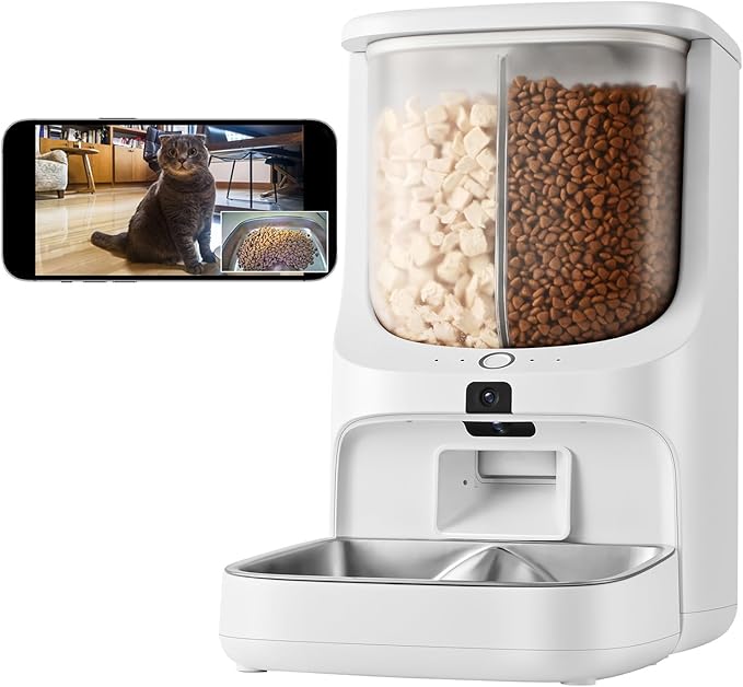 自動給餌器 カメラ付き 猫 WiFi スマホ操作 2K 360°回転 ペット 自動給餌