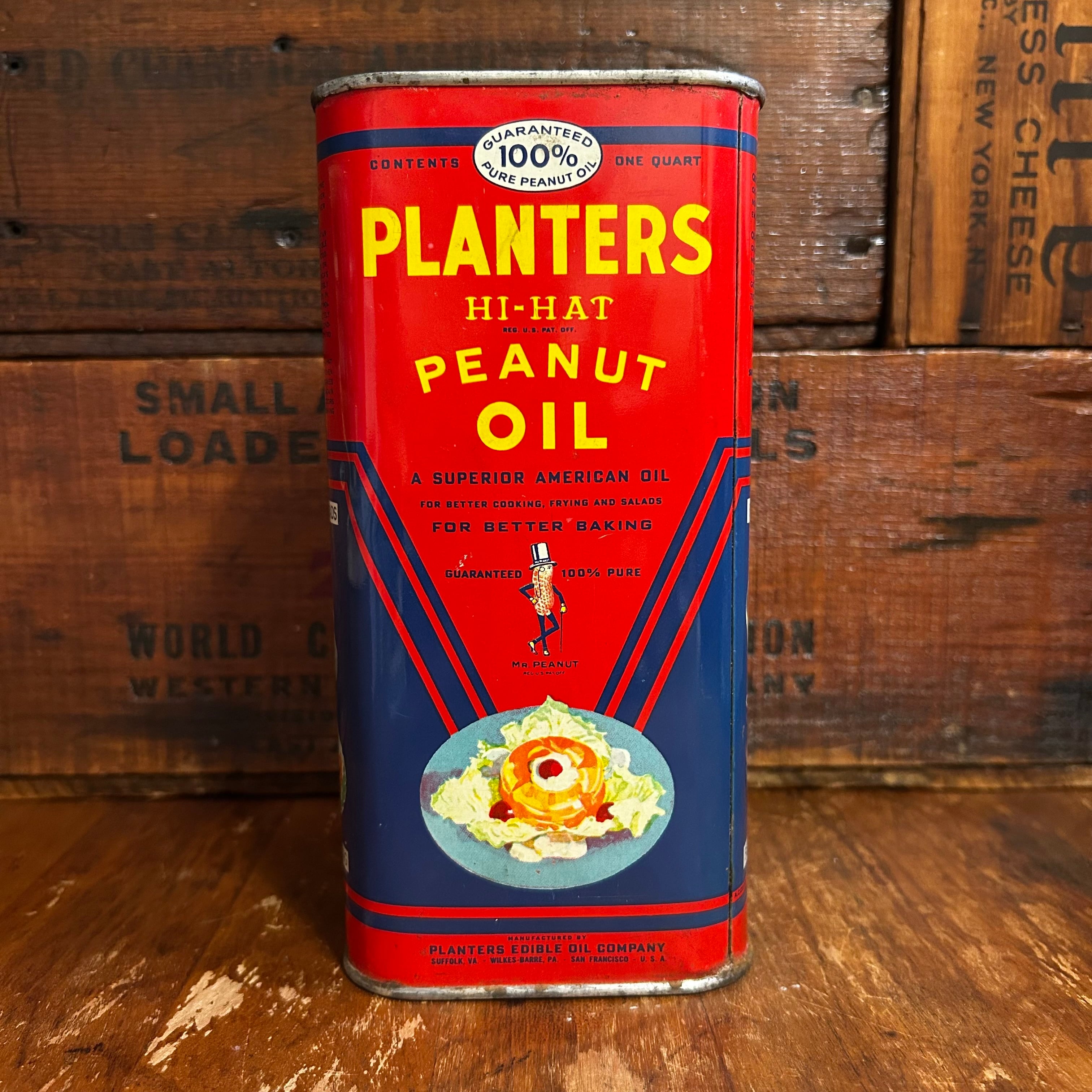 1930s-40s PLANTERS MR. PEANUT HI-HAT PEANUT OIL ヴィンテージ 缶