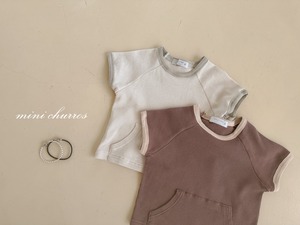 【churros】ワッフルポケットTシャツ 80〜120cm ベージュ 230515