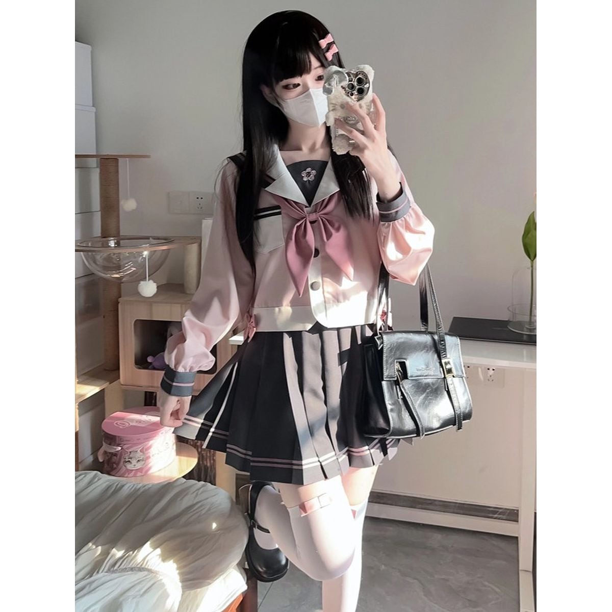 放課後のラブレター・ダスティーピンクセーラー服セットアップ