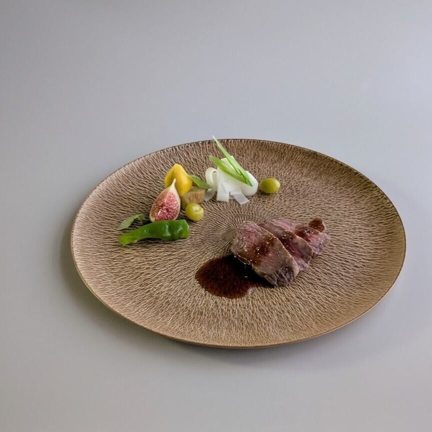 有田焼】茶錆釉飛び鉋 TGW丸皿Φ270 | 和食器のすべて