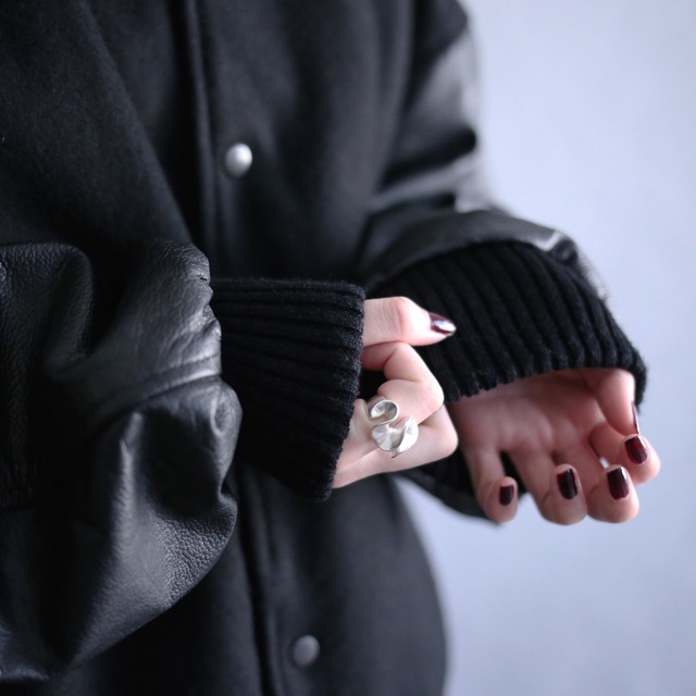 leather switching back logo design stadium blouson