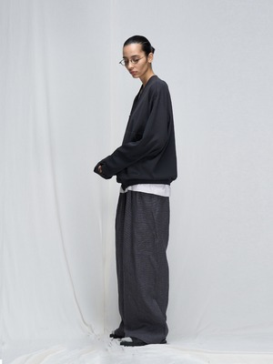 DECESOLO 26SS リネンライク Vネック ジップカーディガン