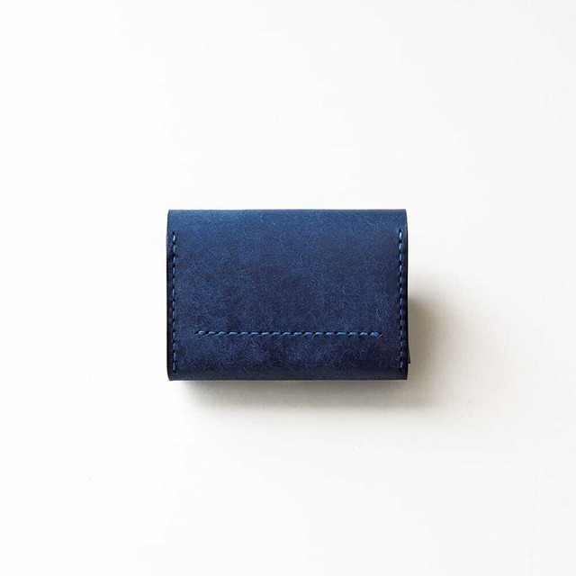 カードがたくさん入る ミニ財布 【 ブルー 】 ブランド メンズ レディース おすすめ クレジット Suica コンパクト レザー 革 ハンドメイド 手縫い