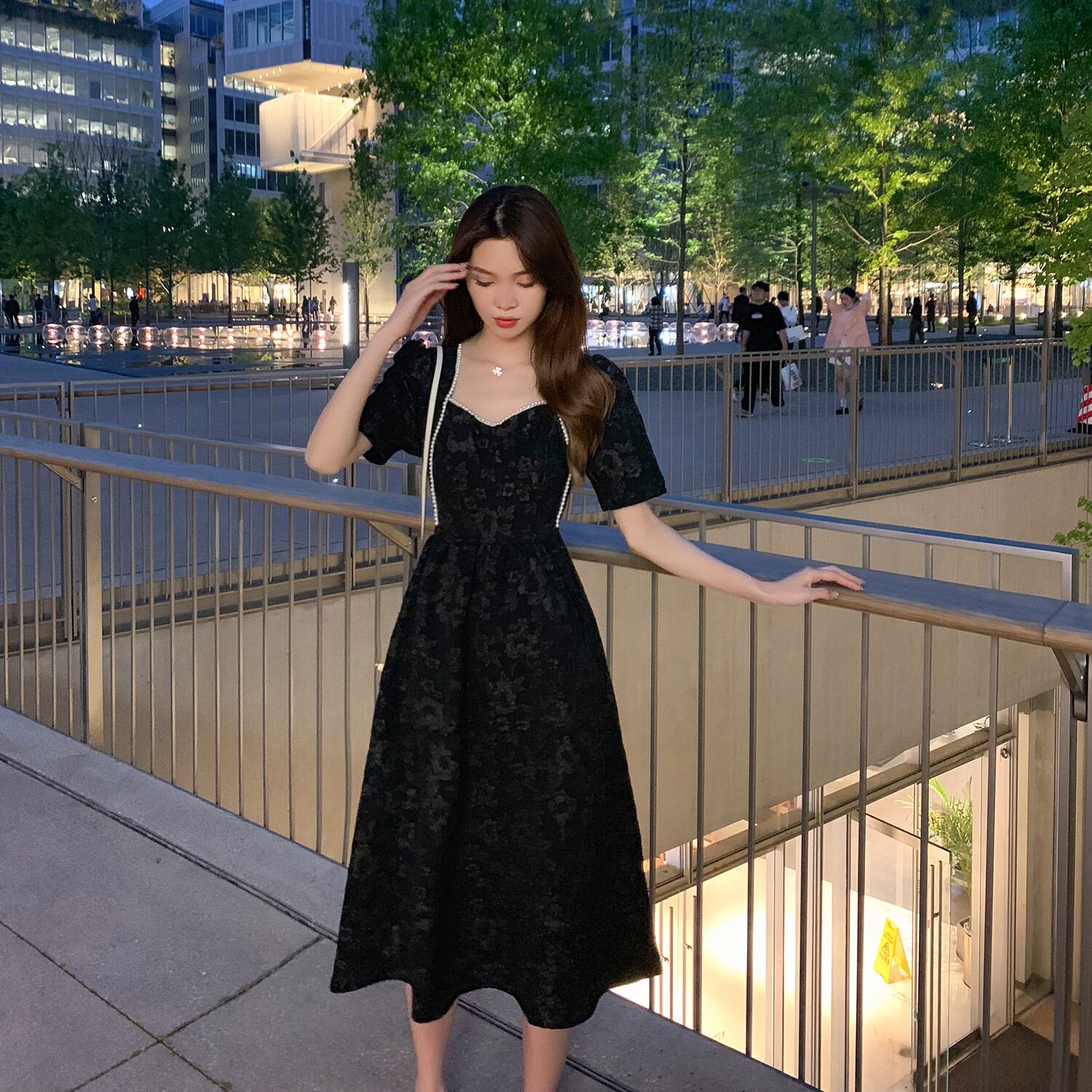 スタンダードスタイルドレス サマーブラックスカート レトロ 夏物 スクウェア 6Du_Shop_Women62278274053