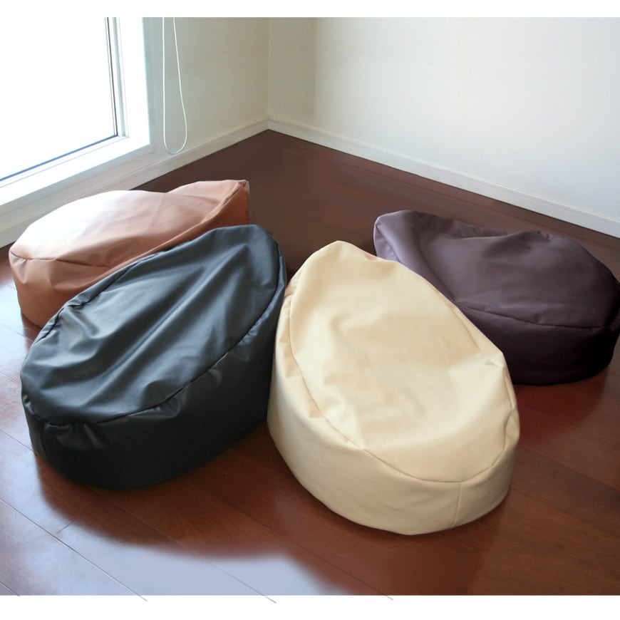 ビーズクッション タマゴロン レザー素材 日本製 空気抜け金具で