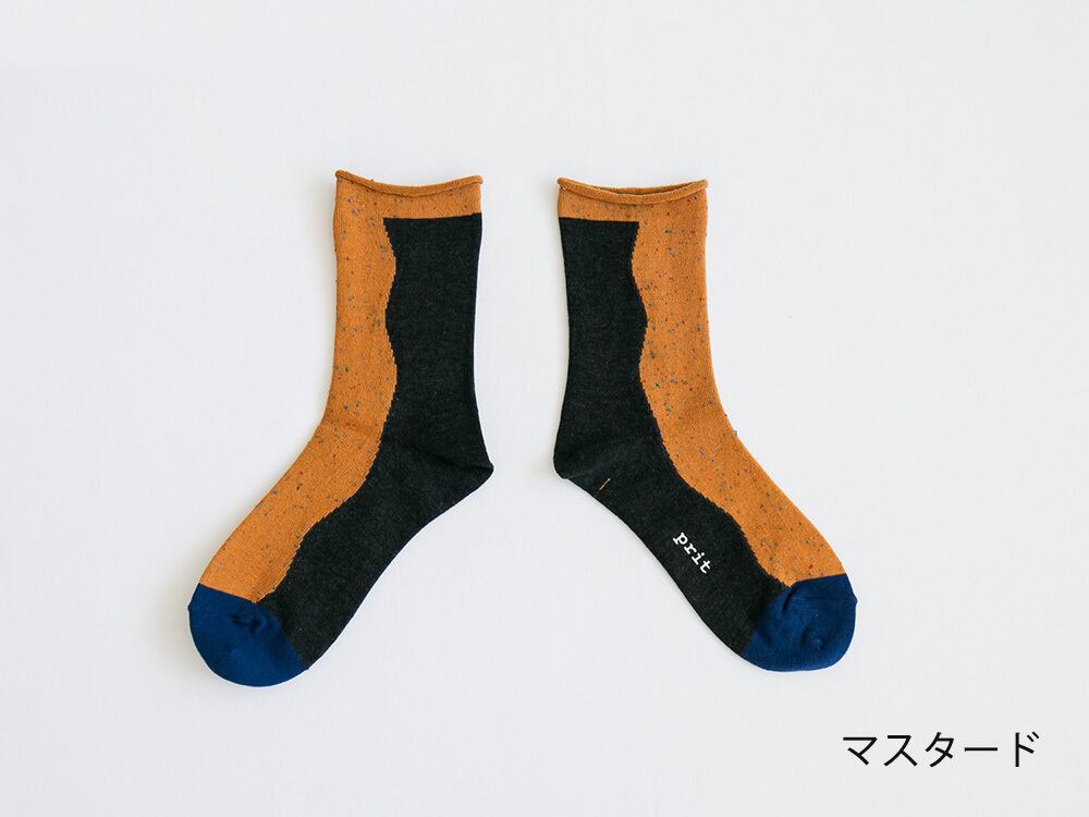プリット prit なみなみ切替ソックス(P00262)全3色【ネコポス可】