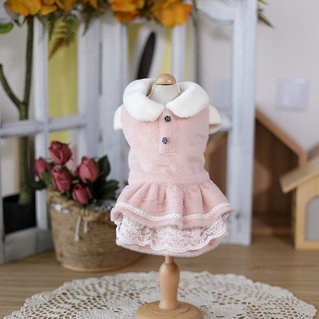 大型犬もOK 優しいピンクの冬コート