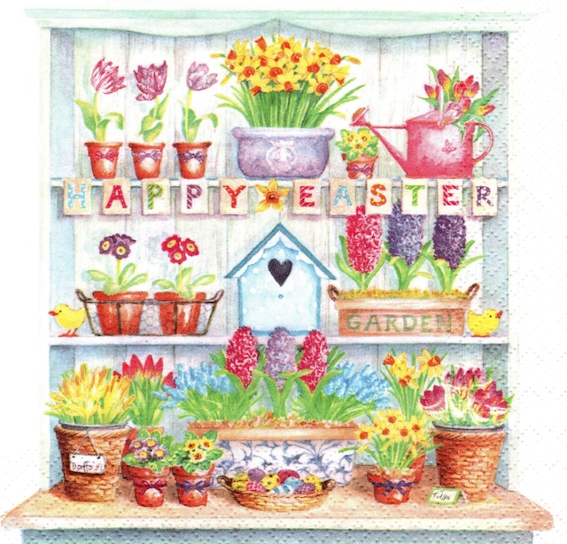 【ti-flair】バラ売り2枚 ランチサイズ ペーパーナプキン Happy Easter Cupboard マルチカラー