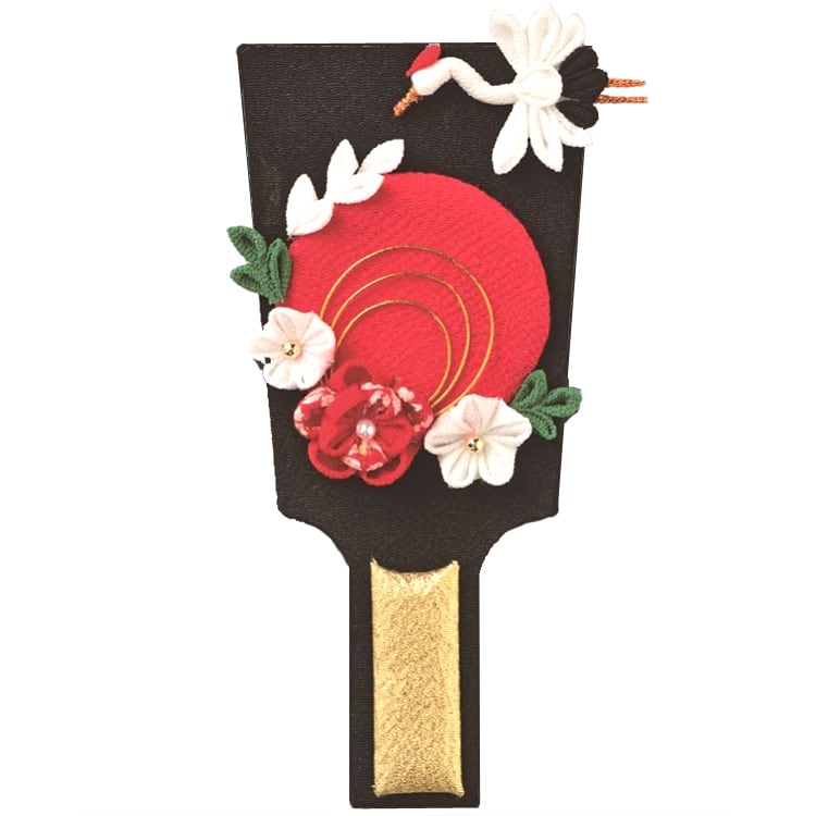 鶴　お正月飾り　装飾用　と　羽子板飾り（スタンド付き）手作りキット　の　日の出　幸せデリバリー（ギフト・結婚式アイテム・手芸用品の通販）