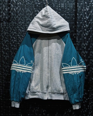 【ÆIEM】“adidas” vintage trefoil sleeve line switching hoodie “ARCHIVE ARM STATEMENT”