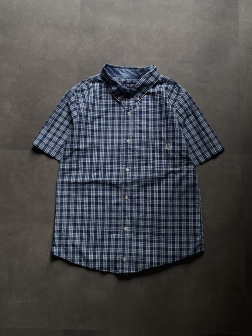 CHAPS チャップス チェックシャツ 半袖 ボタンダウン 3XL ネイビー