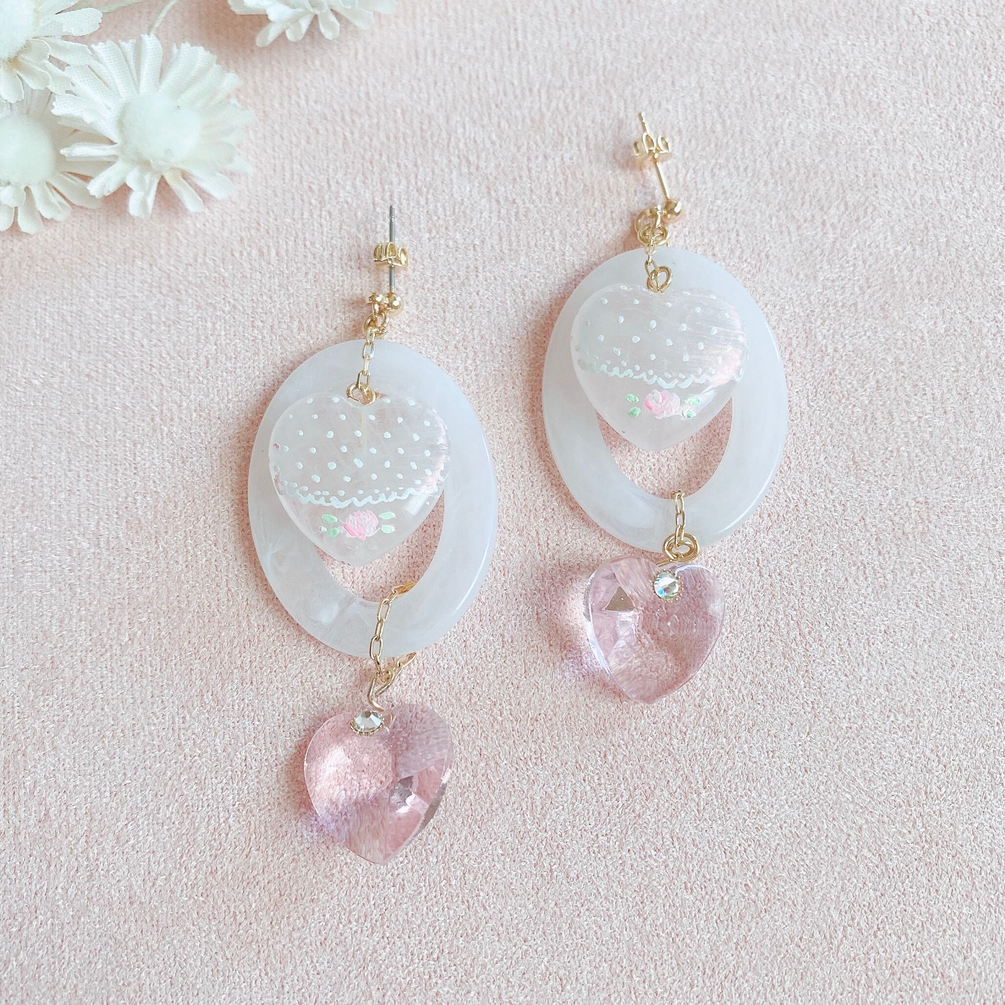 淡雪꙳ ペイント耳飾り(ピアス）