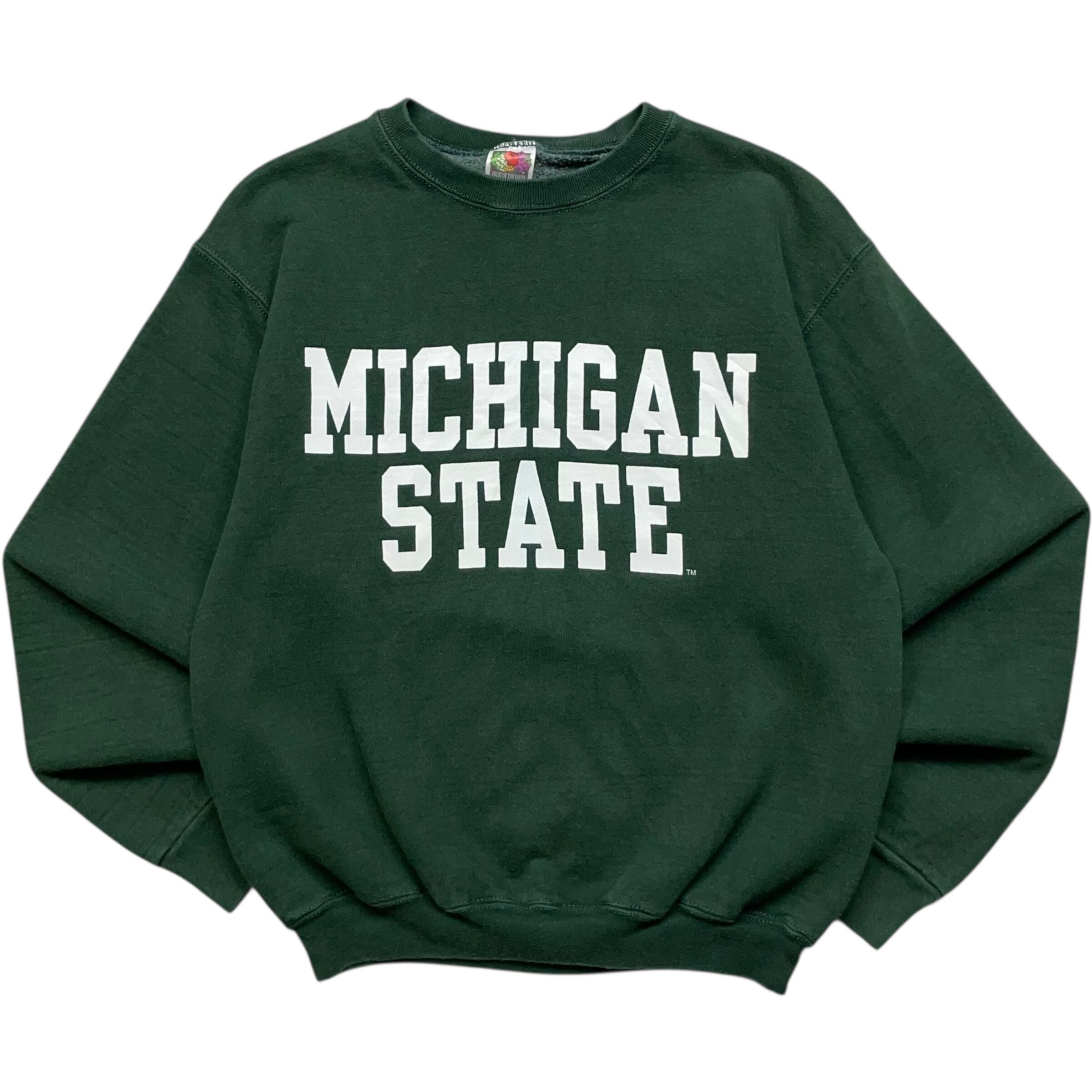 《S》 FRUIT OF THE ROOM フルーツオブザルーム スウェット カレッジプリント ミシガン州立大学 グリーン 90年代 vintage no.9448