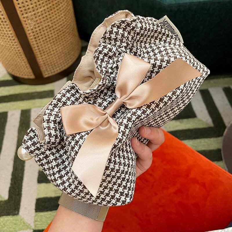 チェックリボンポーチ