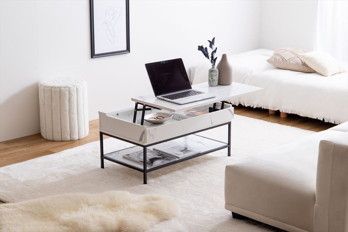 幅80cm】Fika 昇降式センターテーブル | インテリアの風声