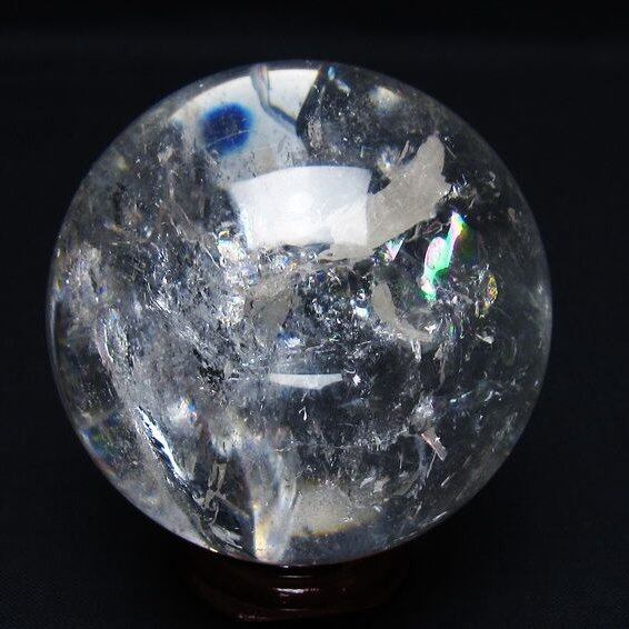 水晶 丸玉 虹入り 65mm スフィア 置物 水晶玉 一点物 151-8816
