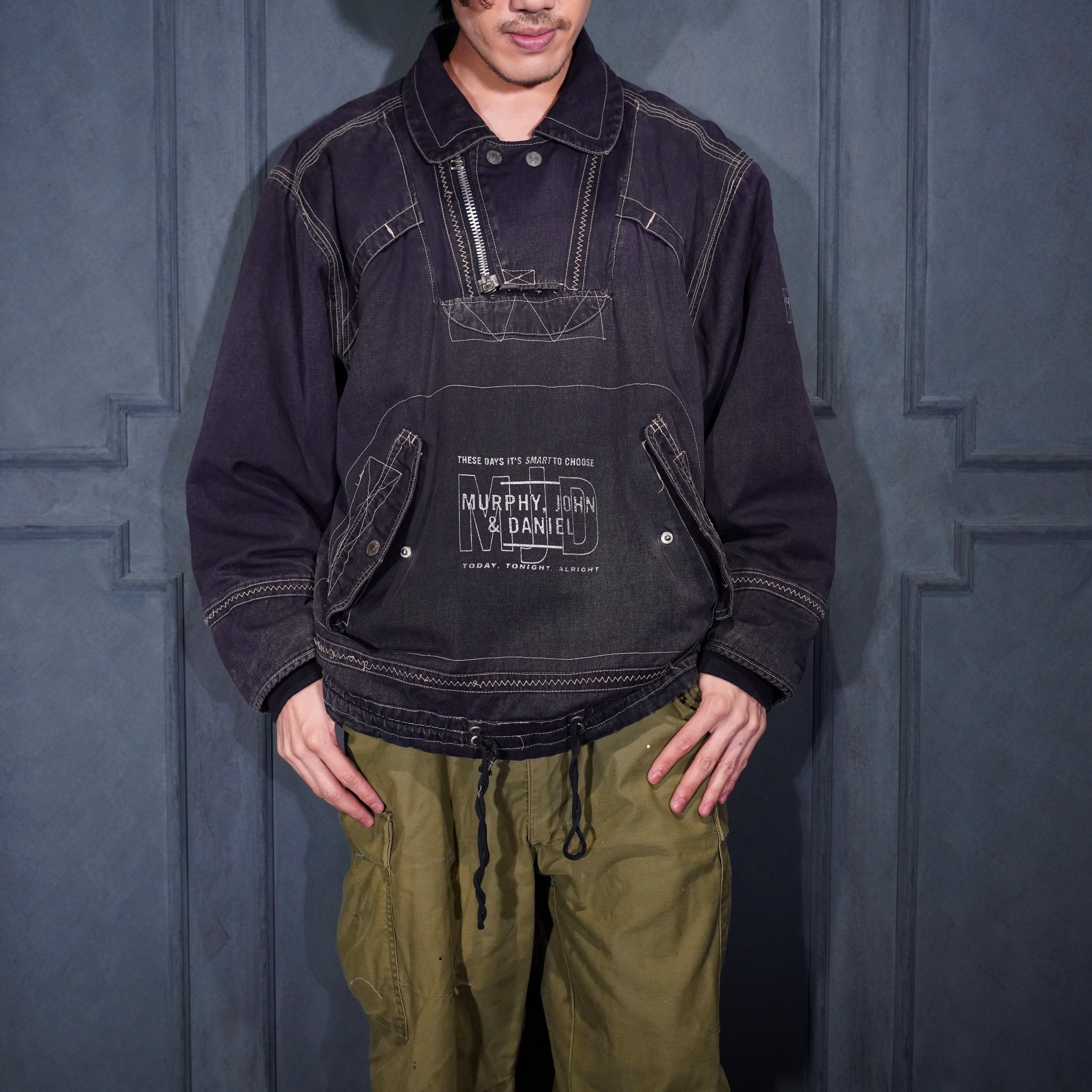EU VINTAGE MURPHY,JOHN AND DANIEL FADED STITCH DESIGN ZIP BLOUSON