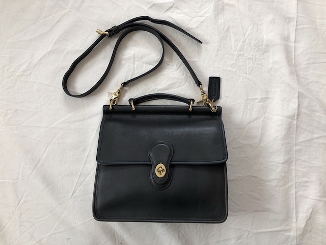 AMERICA 1990’s OLD COACH “Dark Navy Leather” 2WAY bag