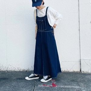 Denim salopette skirt