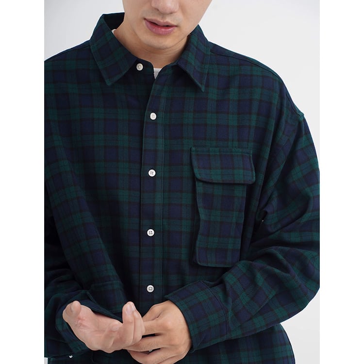 ★NEW BLUE AND GREEN PLAID SHIRT　　　A0813