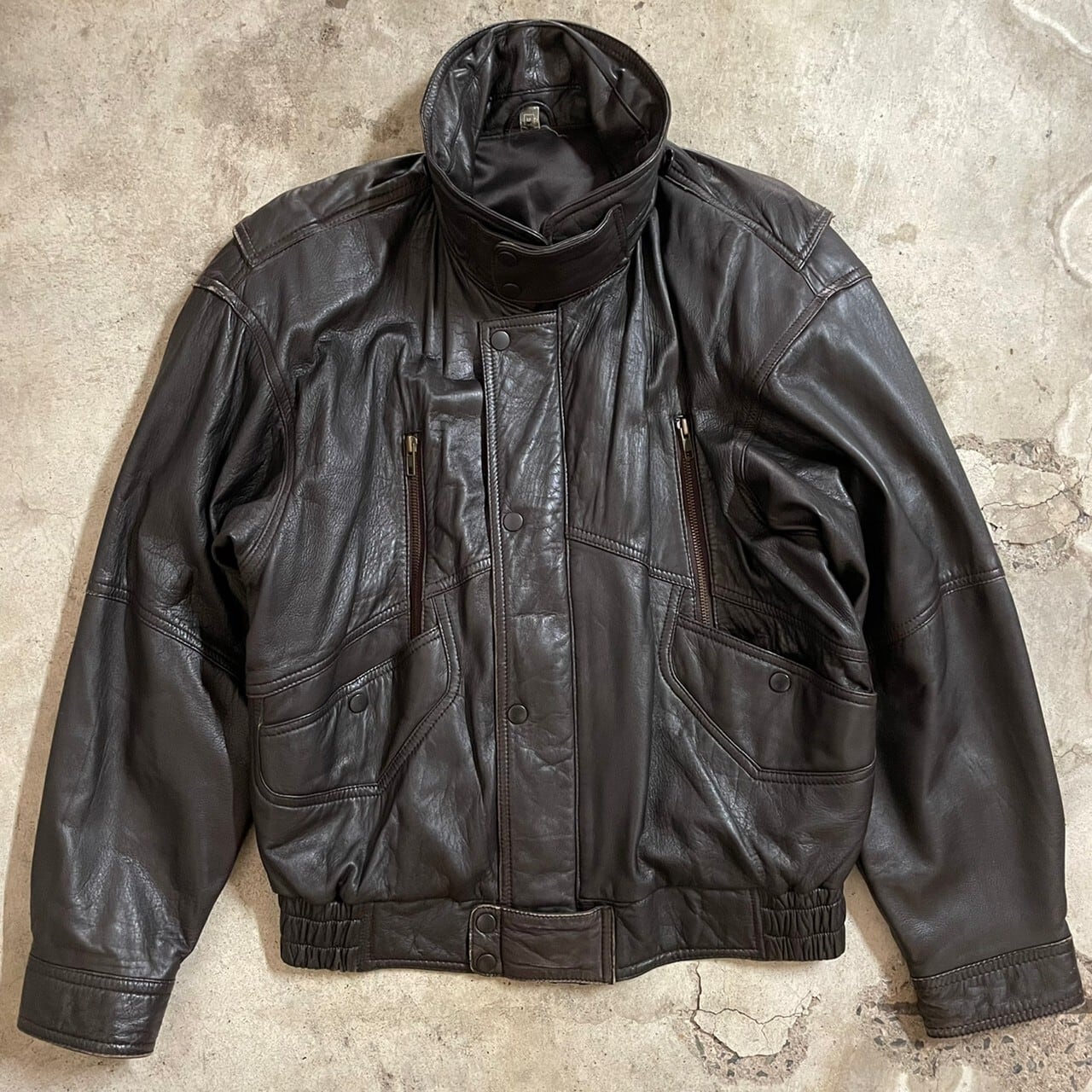 90s短丈　leather blouson 80s 着画あり