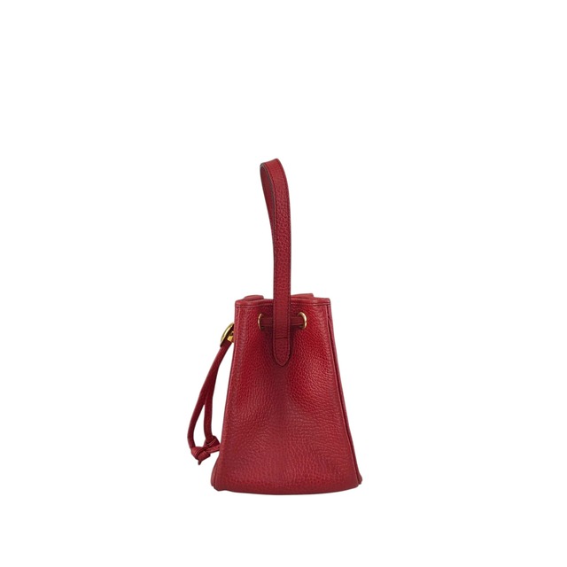 Christian Dior クリスチャン ディオール ハンドバッグ レッド オーバル レザー ミニバッグ 巾着 vintage ヴィンテージ オールド 46ensx