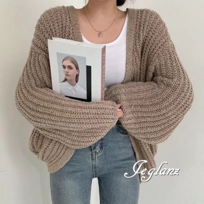 4色 ニット カーディガン 羽織り ドロップショルダー ざっくり感(MB480)σ,ς*