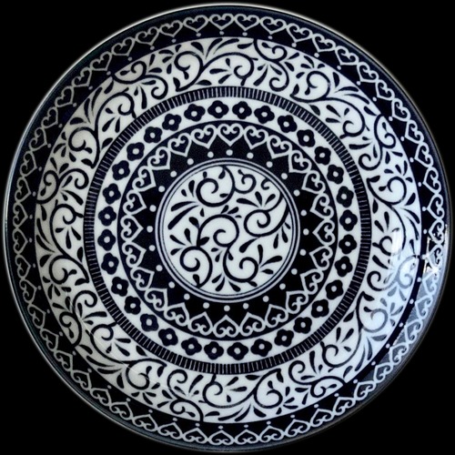 【食器】ポタリーフィールド　ブラックアラベスク　ケーキ皿（美濃焼）